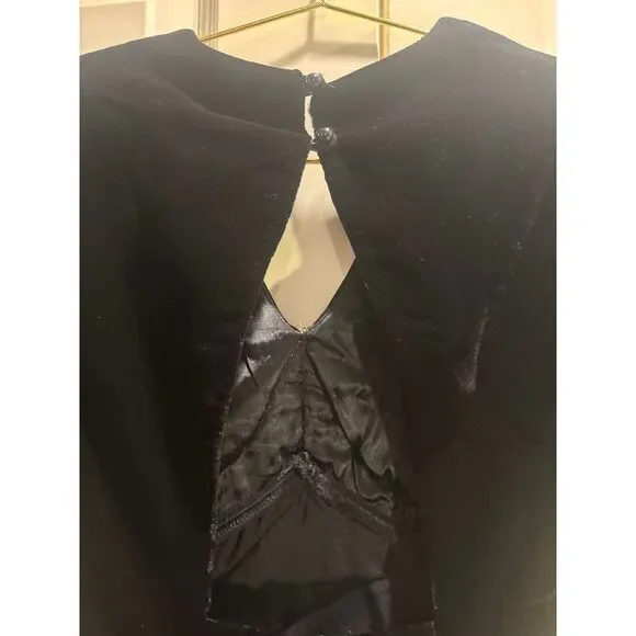 Vintage Scott McClintock Black‎ Velvet and Gold Detail Lace Dress - Picture 10 of 14